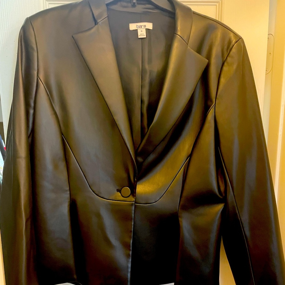 Faux Leather Blazer